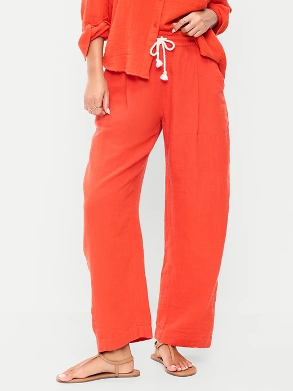 Old Navy Crinkle Gauze Barrel Leg Drawstring Pants